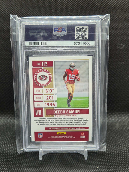 2019 Panini Contenders Deebo Samuel Rookie Ticket Team Logo Auto #113 PSA 10 GEM