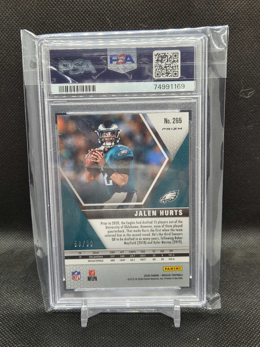 2020 Panini Mosaic Jalen Hurts NFL Debut RC #265 Fusion Red Choice /80 PSA 9