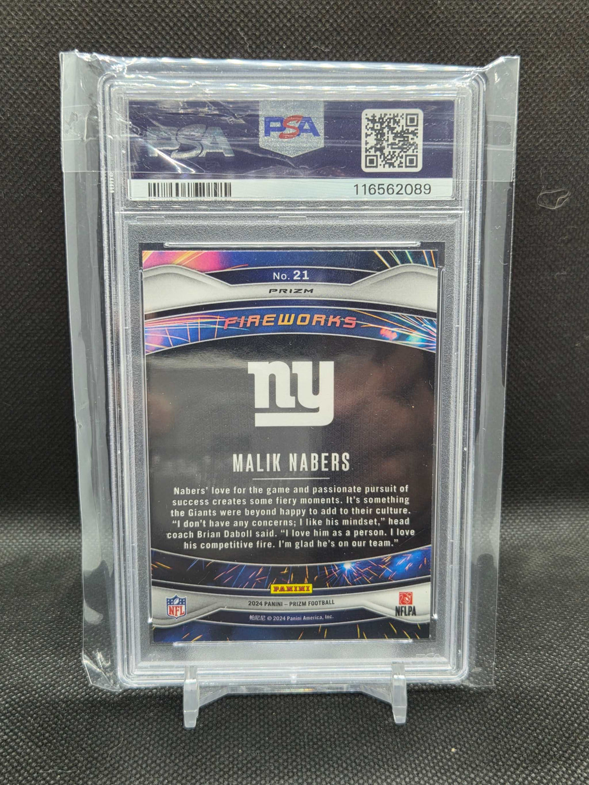 2024 Panini Prizm Malik Nabers Fireworks Green Prizm #21 RC PSA 10 GEM MINT
