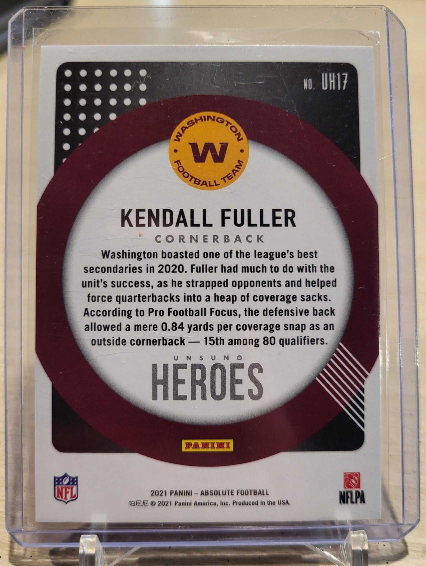 2021 Panini Absolute Unsung Heroes Spectrum Green 29/35 Kendall Fuller UH17