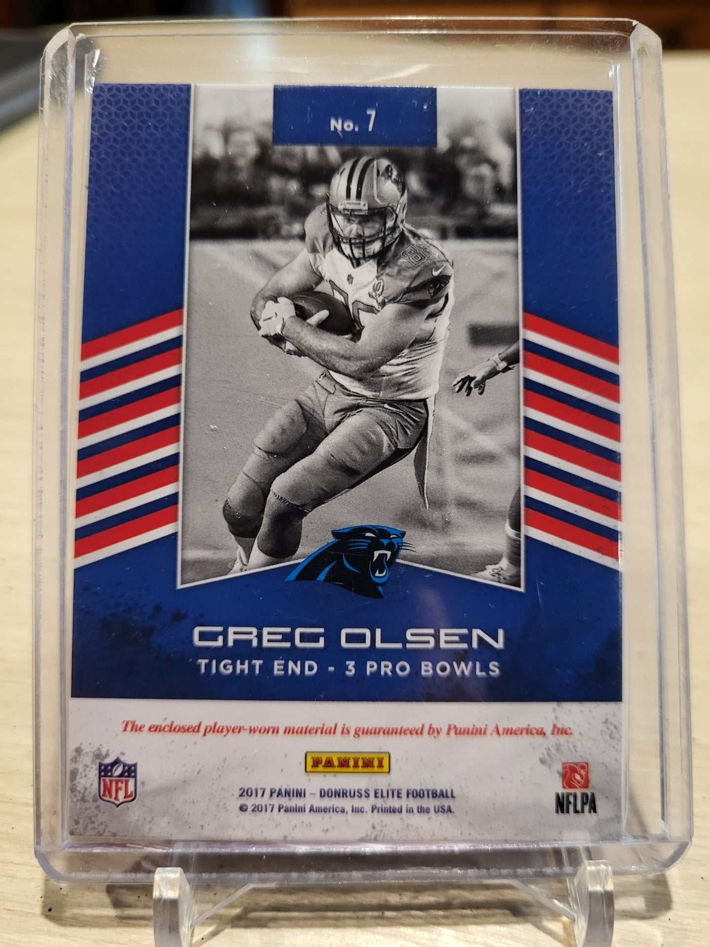 2017 Panini Donruss Elite Greg Olsen #7 Pro Bowl Standouts Jersey Card 60/99