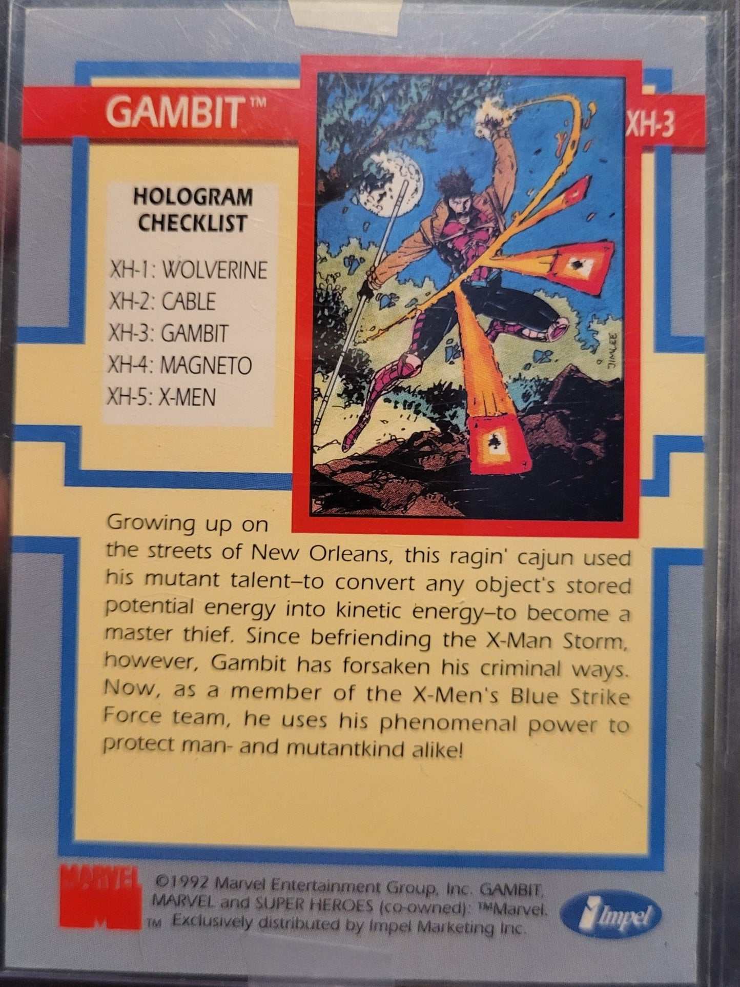 1992 Impel Marvel Universe Series 1 Hologram Card - Gambit XH-3 Insert