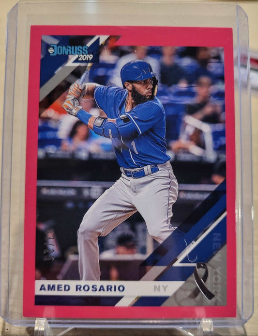 2019 Donruss #155 Amed Rosario baseball card with red border.