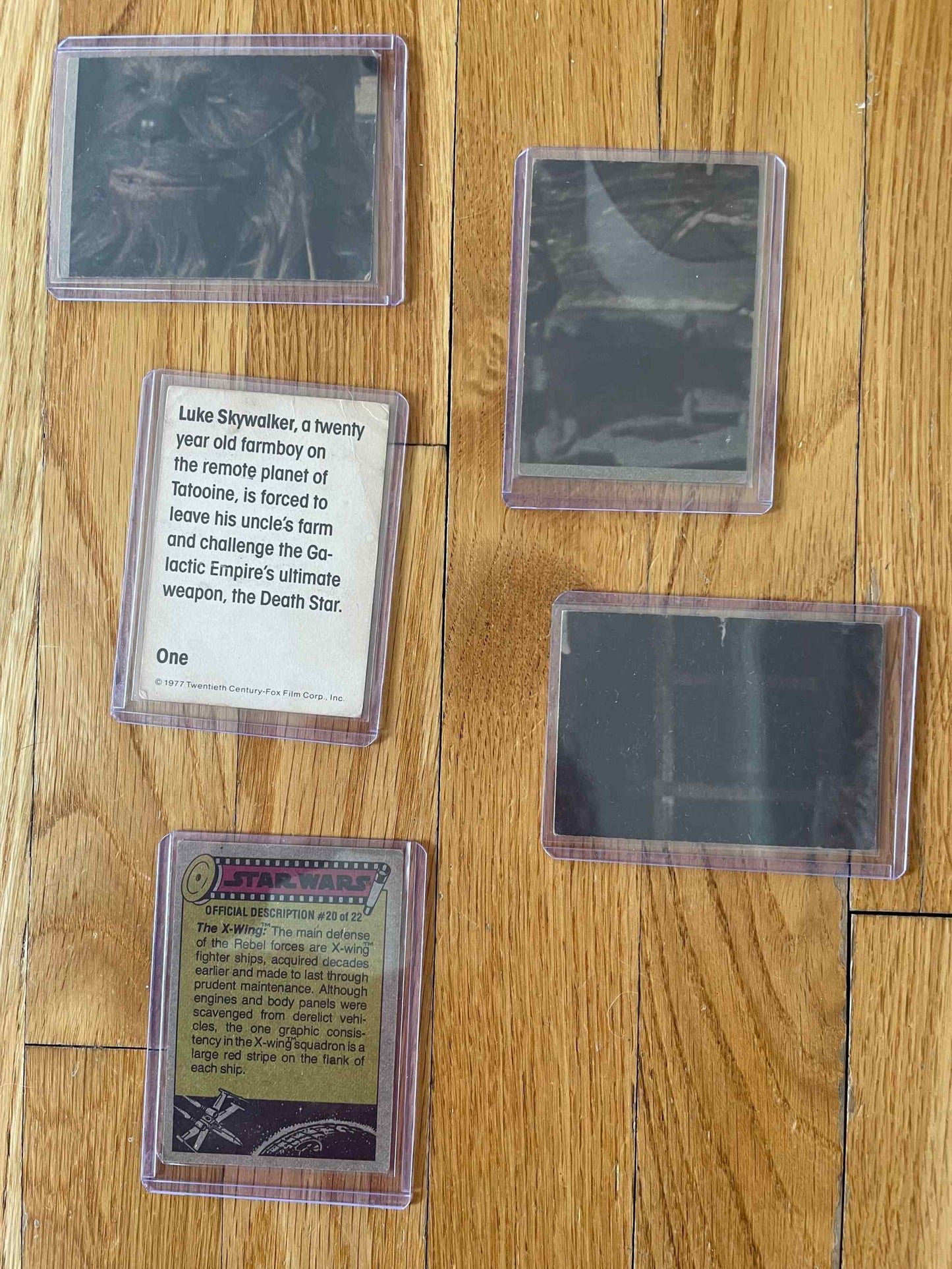 Circa 1977 Star Wars card lot featuring 5 iconic cards.