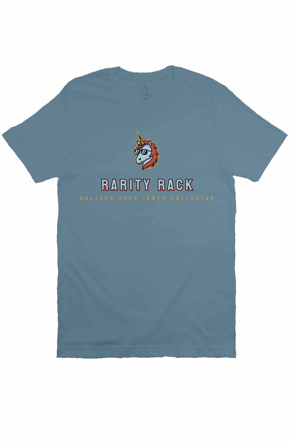 Bella Canvas T-shirt with Rarity Rack logo, unisex, soft ring-spun cotton.