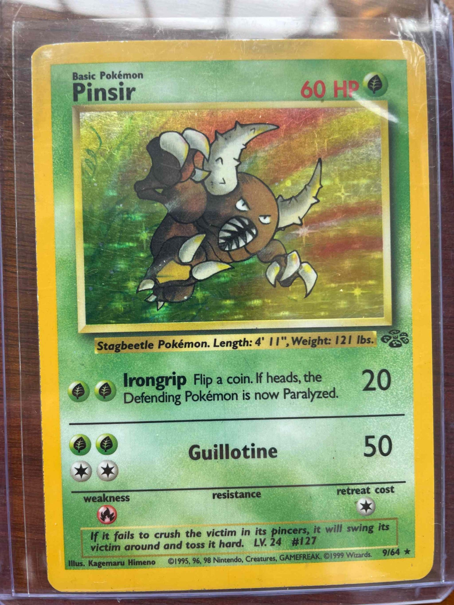 Jungle #9/64 Pinsir Pokemon card with 60 HP and unique abilities in rare Jungle edition.