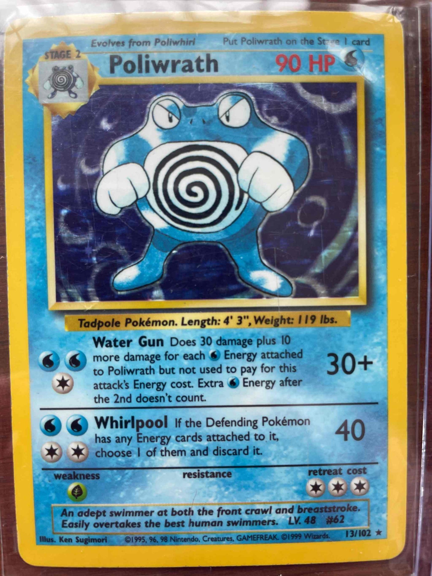 Base Set #013/102 Poliwrath collectible card.