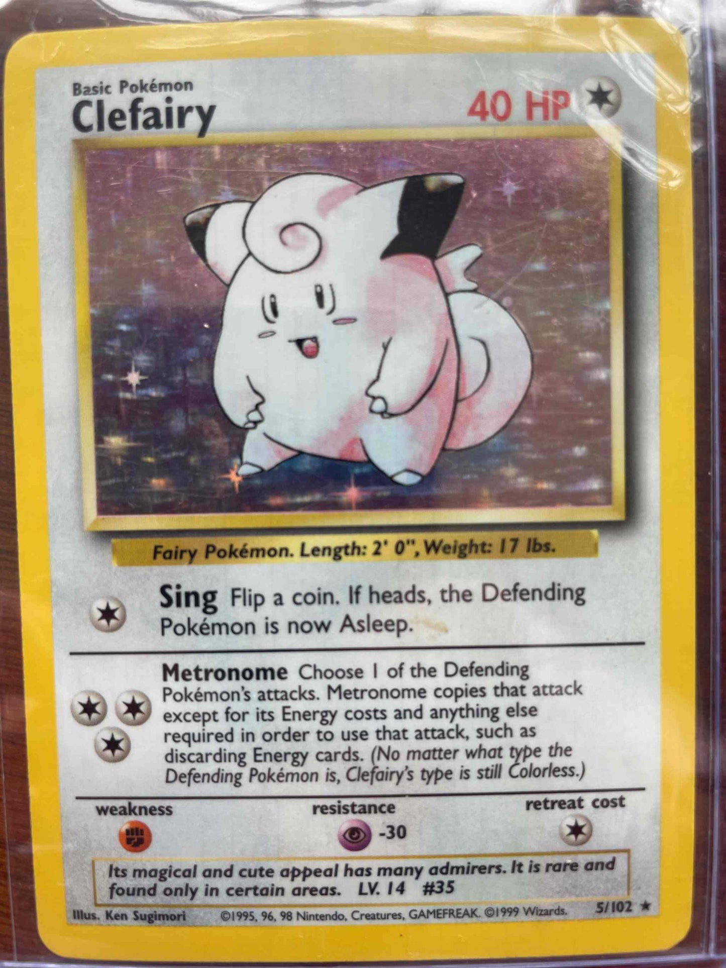 Base Set #005/102 Clefairy collectible Pokémon card, iconic design, must-have for TCG enthusiasts.
