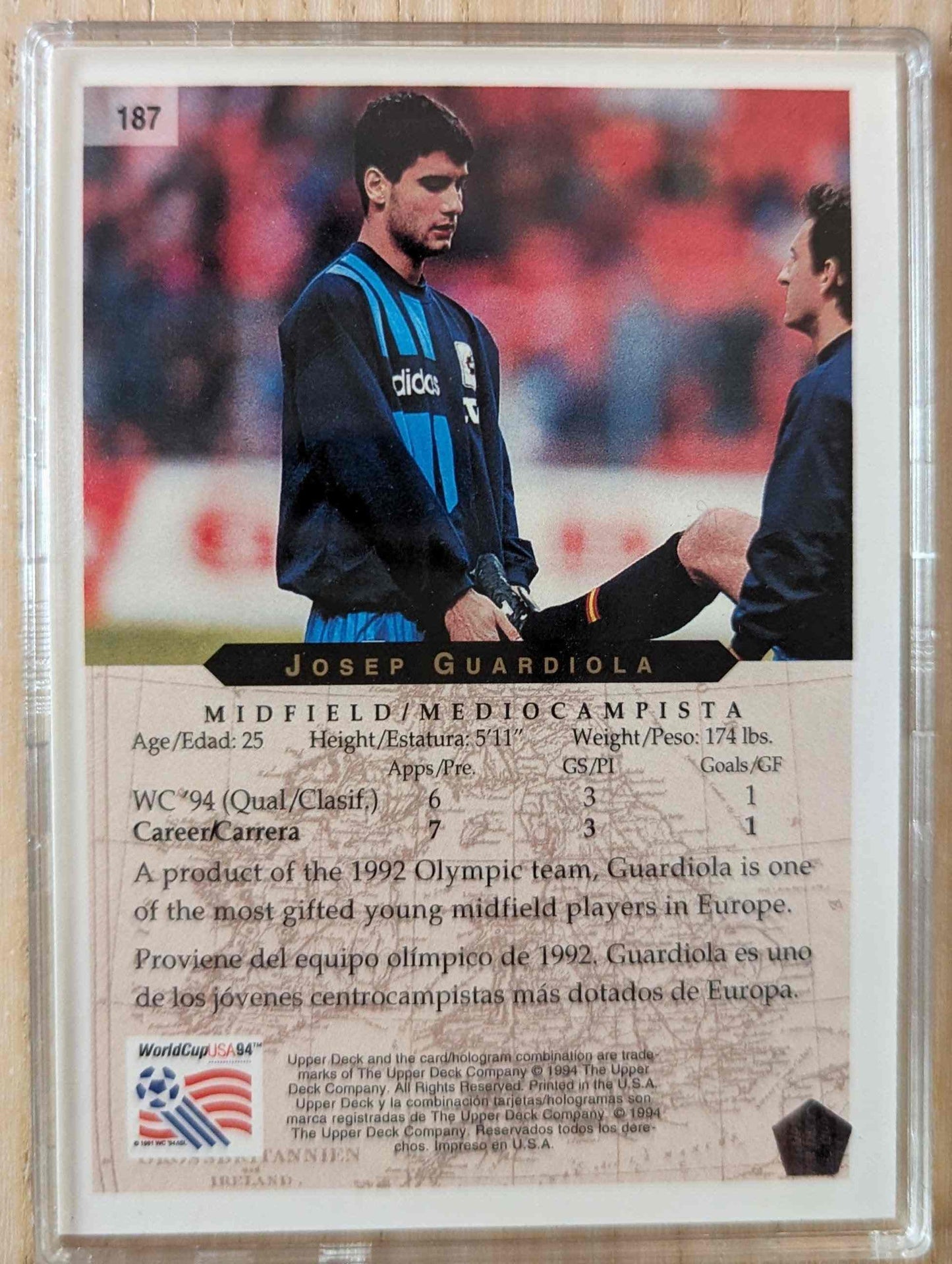 1994 Upper Deck World Cup Contenders English/German #155 Josep Guardiola trading card.