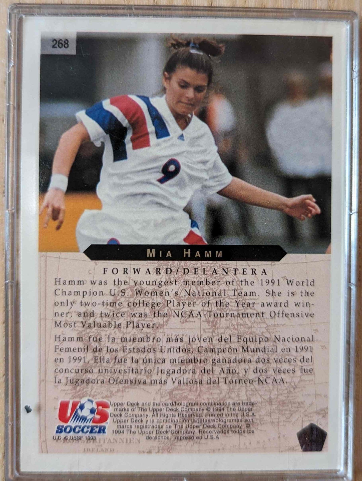 1994 Upper Deck World Cup Mia Hamm rookie card #268 Team USA.