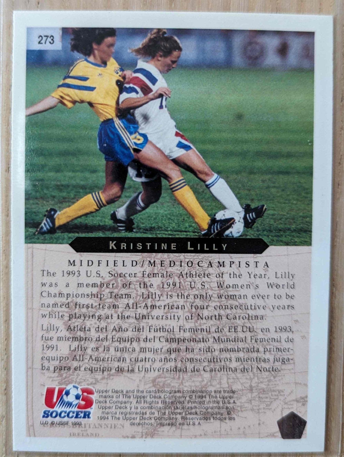 1994 Upper Deck World Cup Contenders Kristine Lilly soccer card #273.
