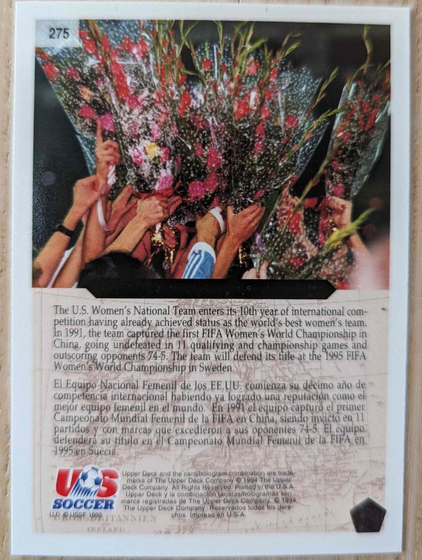 Mia Hamm USA Women's Team 1994 Upper Deck World Cup Card 275.