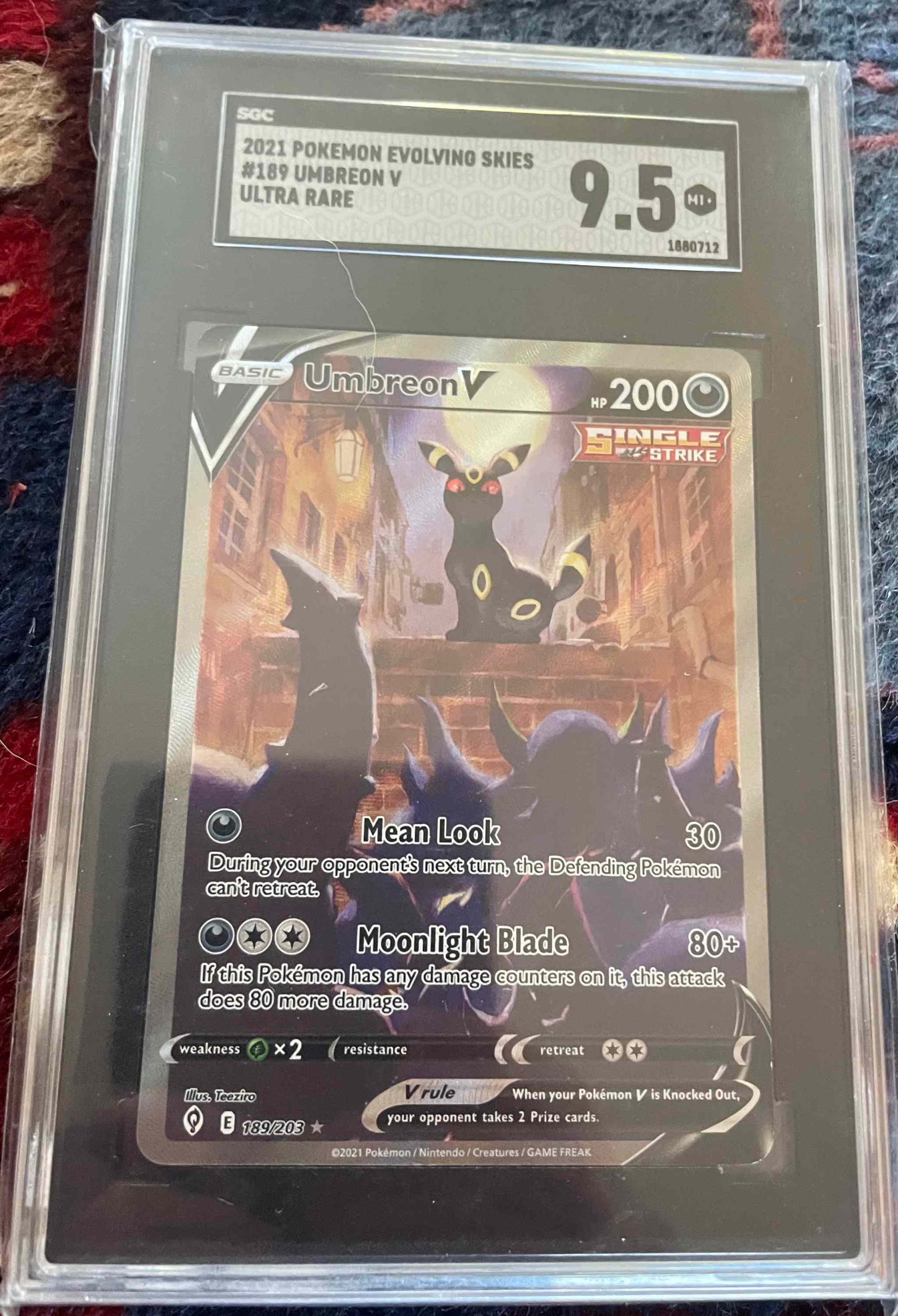 pokemon umbreon v card Evolving Skies Umbreon V (Alternate Full Art) SGC 9.5 – Rarity Rack
