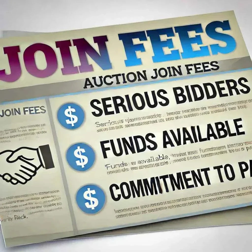 Rarity Rack joining auction platform highlighting $2 join fee for committed bidders and transparent bidding process