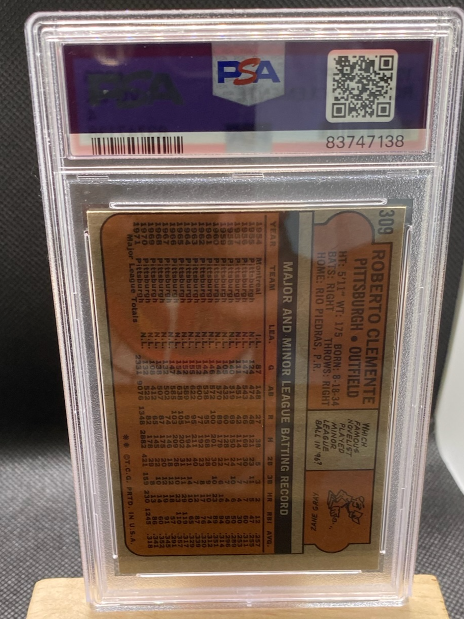 1972 Roberto Clemente PSA 4 VG-EX baseball card, auction item.