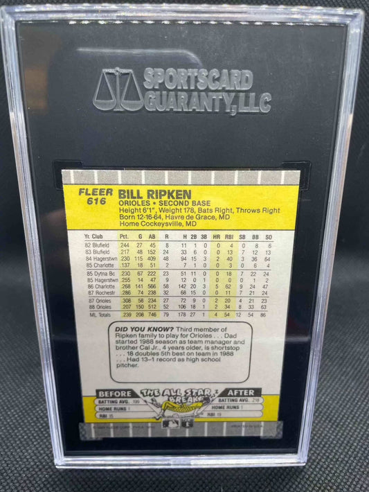 1989 Fleer GLOSSY Bill Ripken FF Black Box Error Card #616 SGC 9 Mint