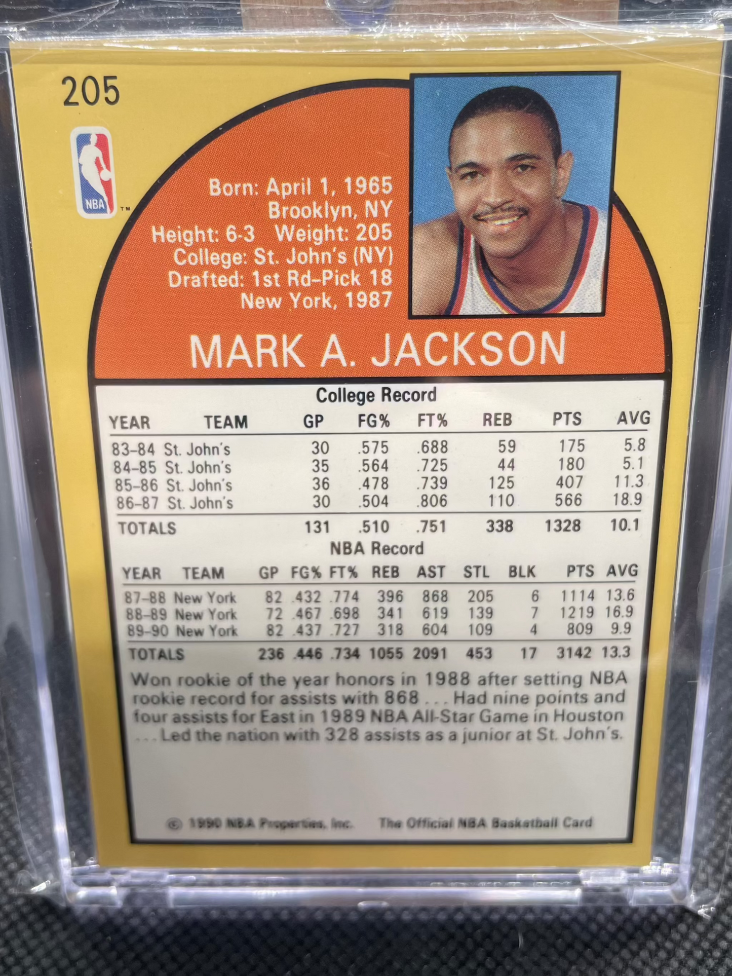 1990 NBA Hoops Mark Jackson Knicks Menendez Brothers Halloween Special trading card.