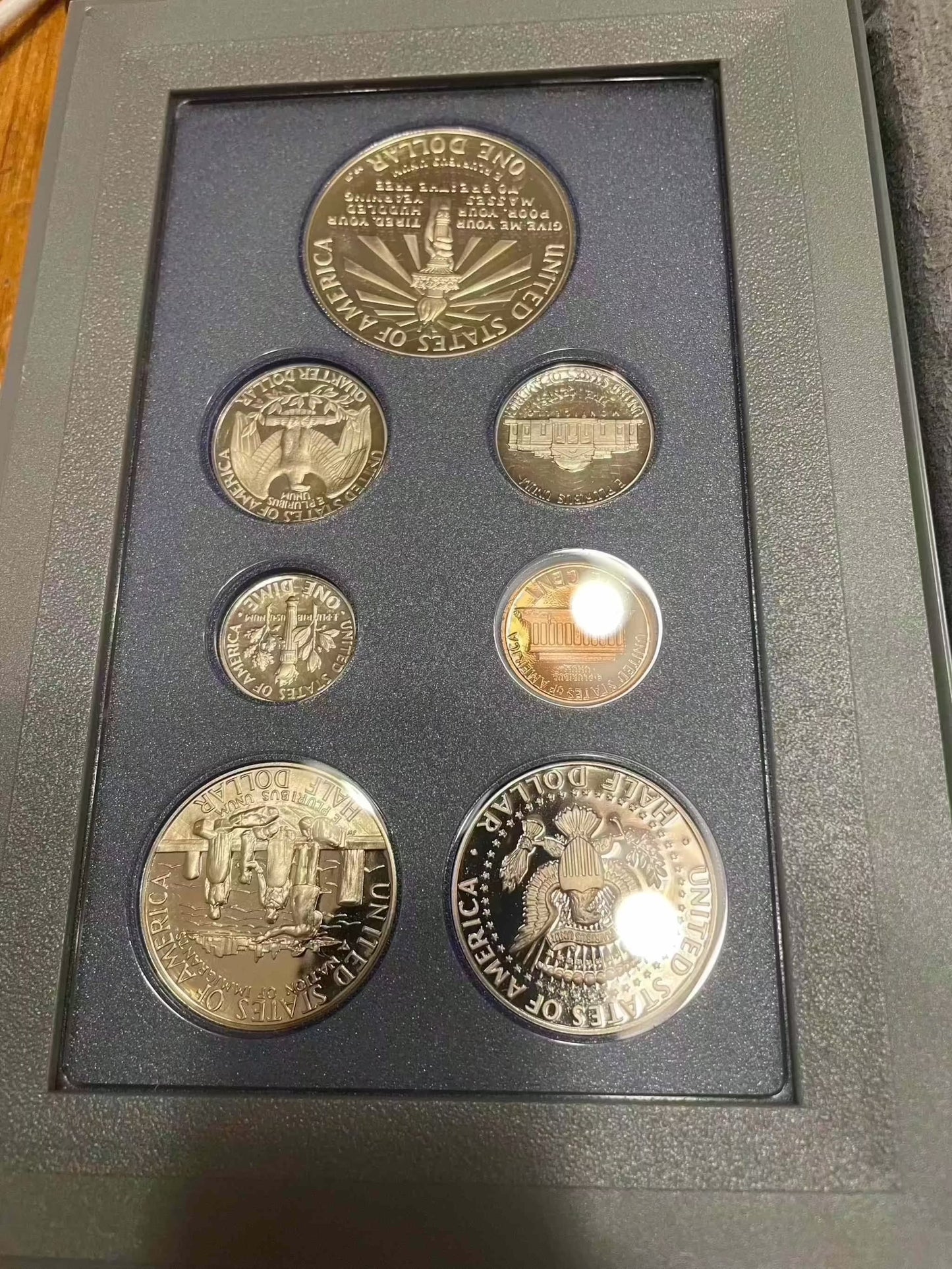1986 United States Proof Prestige Set with 90% silver coins and Certificate of Authenticity.