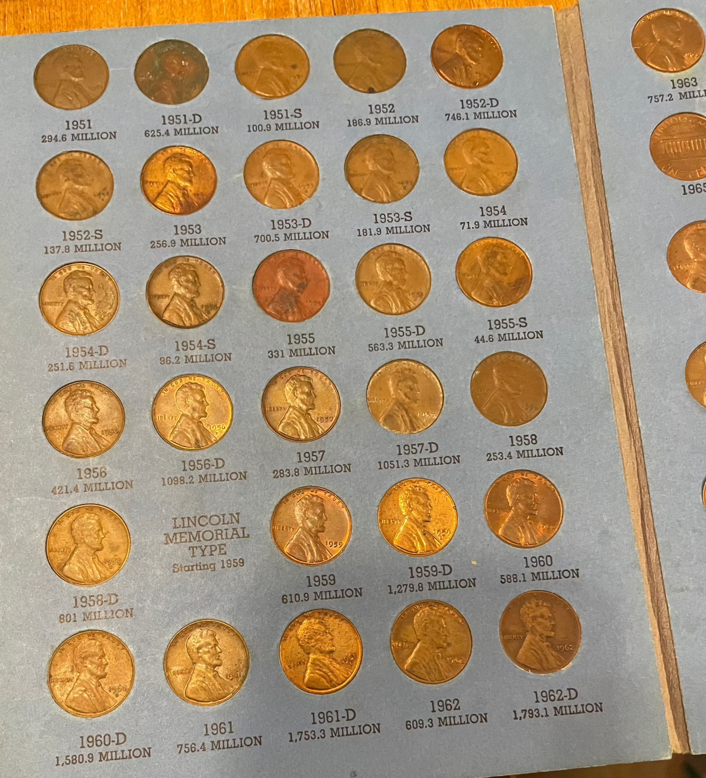 Collector's lot of four penny books including Indian Head pennies and near-mint 1943 steel cents.