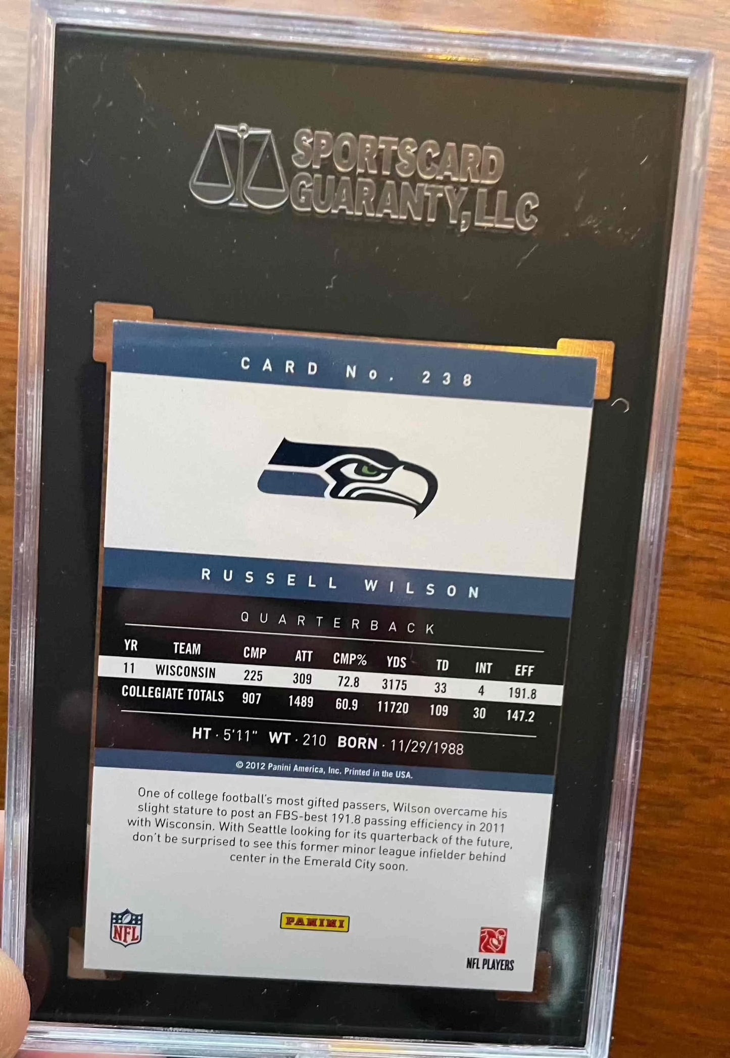 2012 Panini Prestige #238 Russell Wilson Rookie Card SGC 9.5