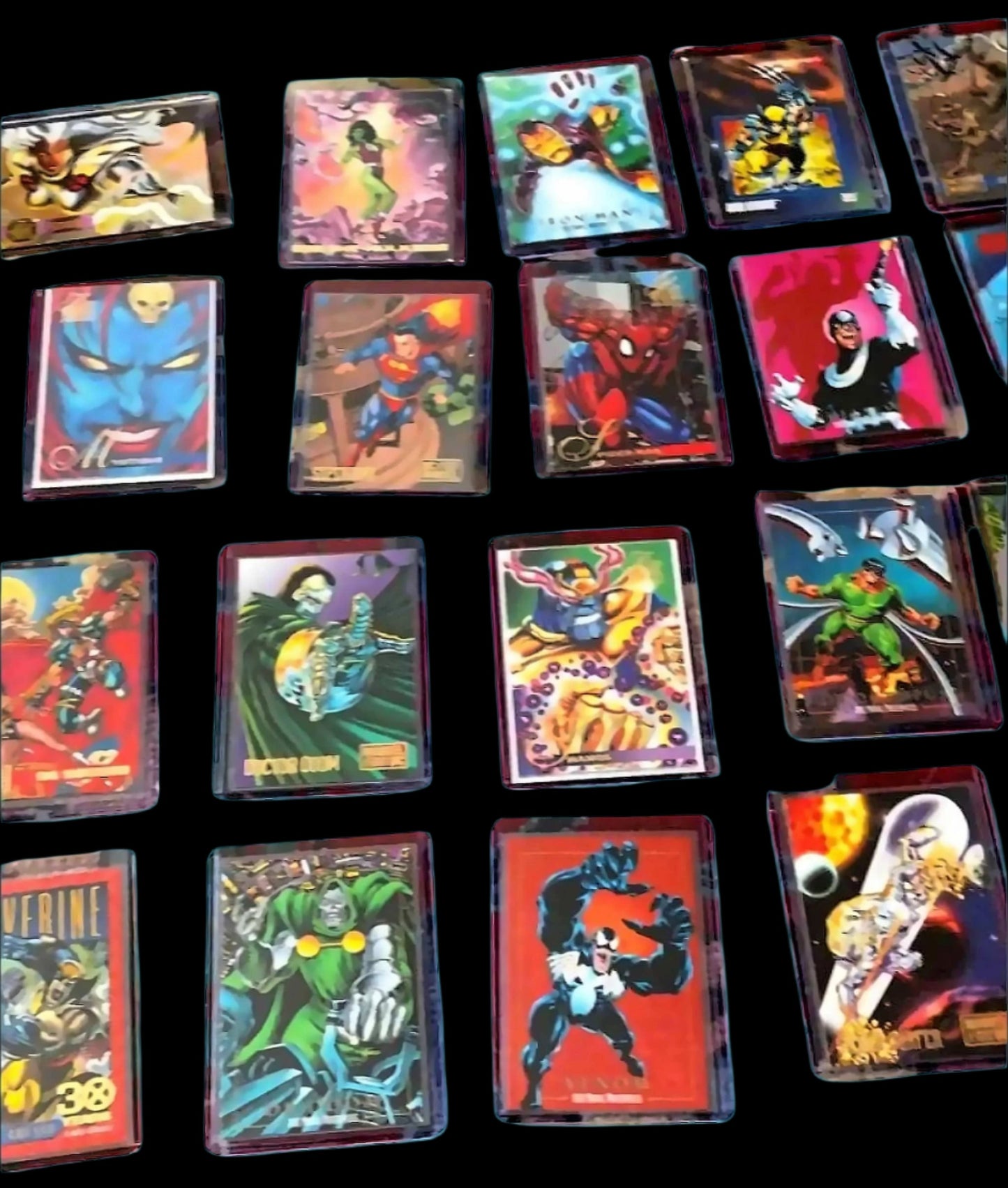 25-card 🔥 Marvel trading card lot featuring classic characters like Spider-Man, Wolverine, and Thanos.