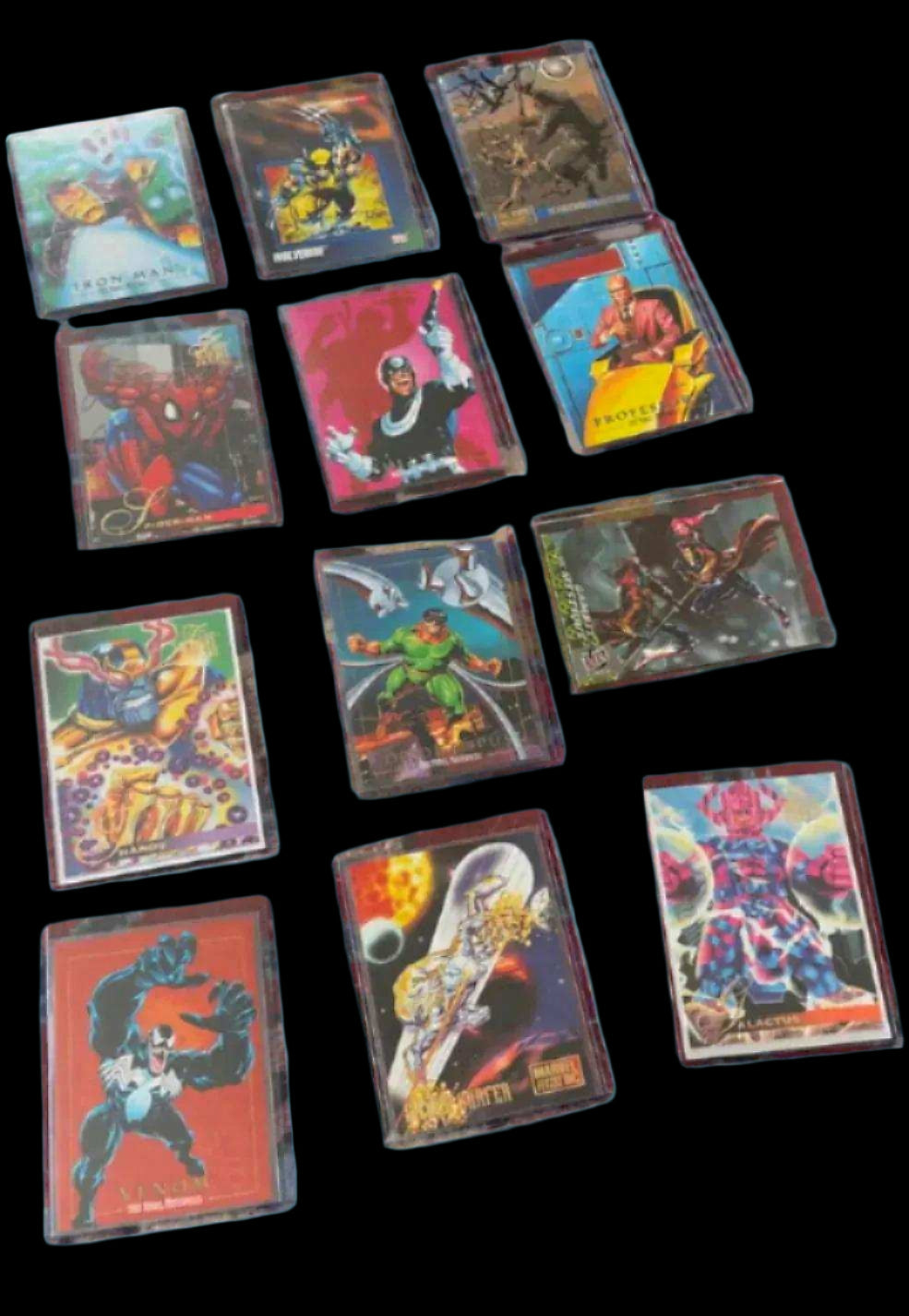 🔥 Marvel trading card lot featuring iconic characters like Spider-Man, Wolverine, and Thanos from classic sets.