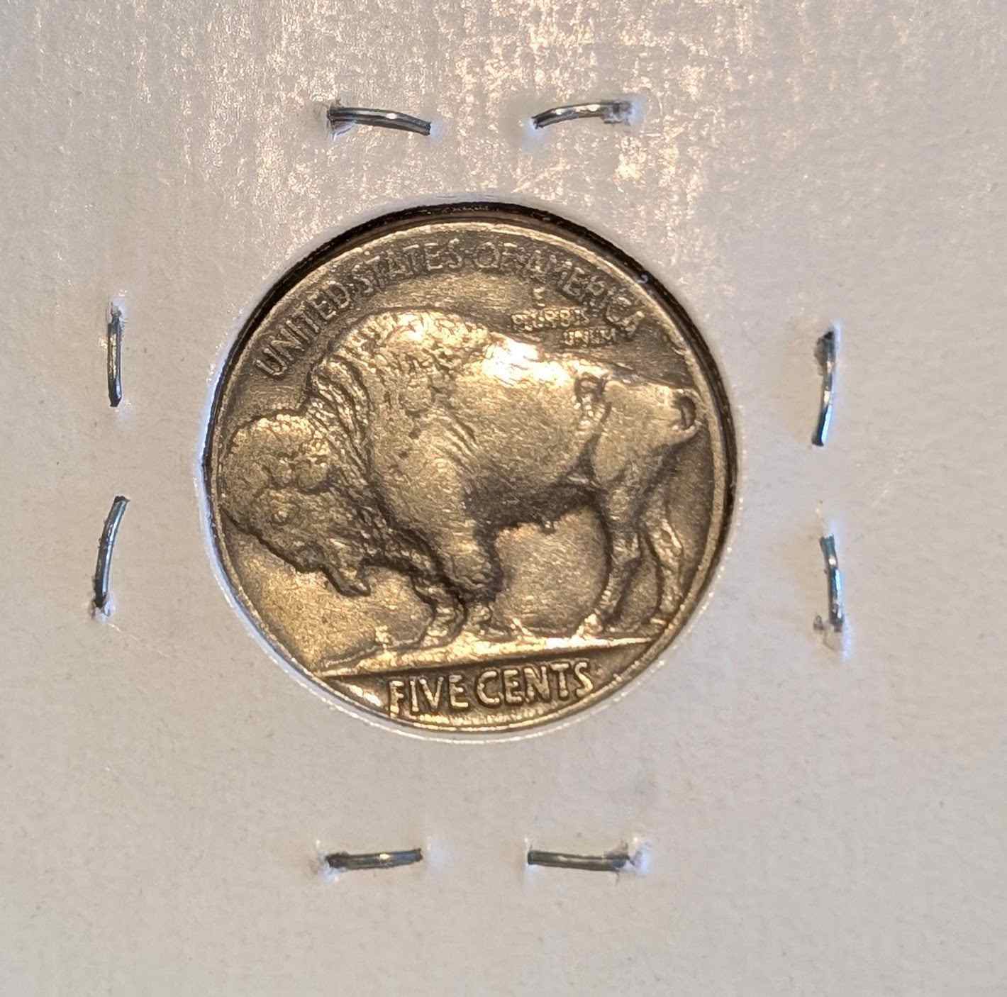 1937 Buffalo Nickel featuring American bison, excellent condition.