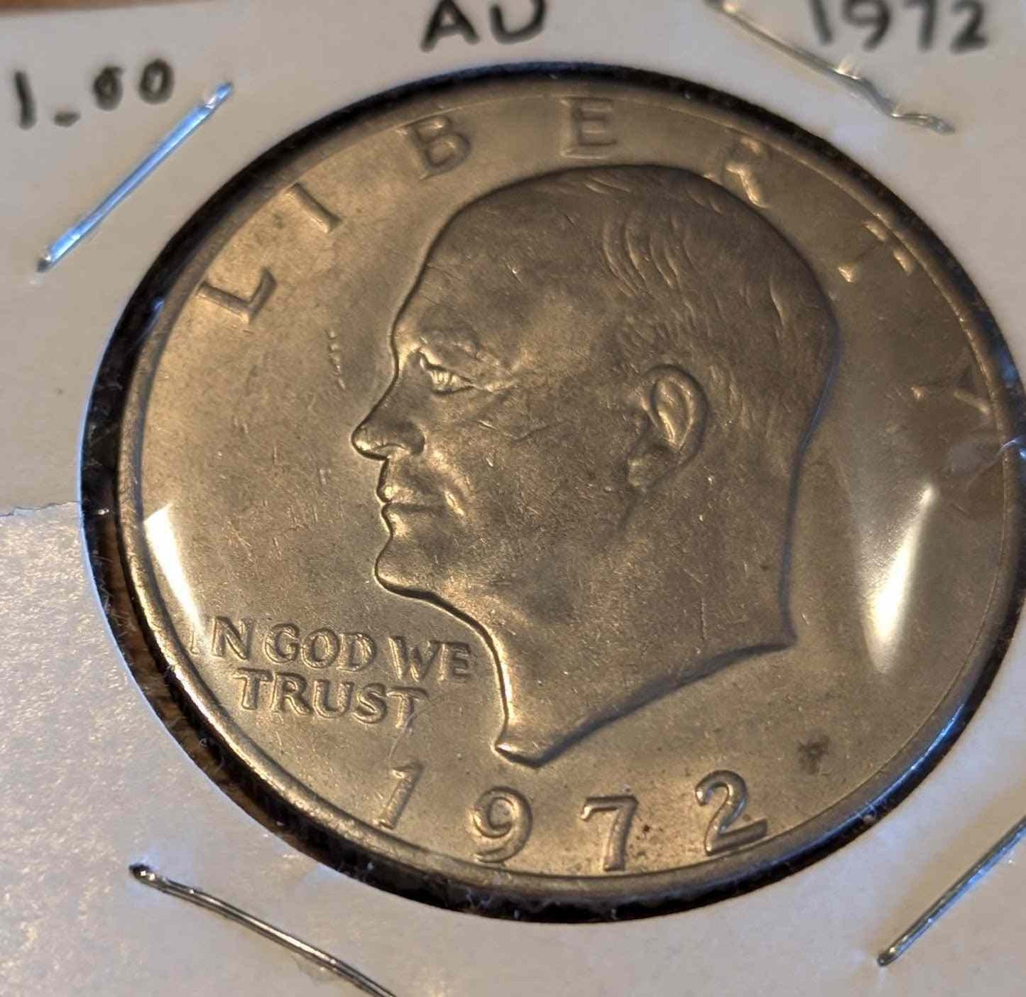 1972 Eisenhower Silver Dollar coin featuring Dwight D. Eisenhower bust.