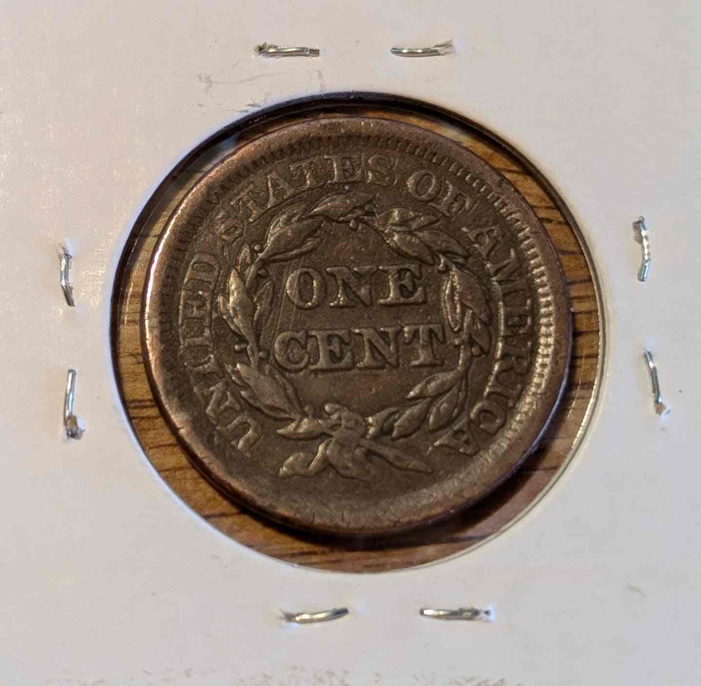 1856 Braided Hair Large Cent with upright 5 in extremely fine condition.