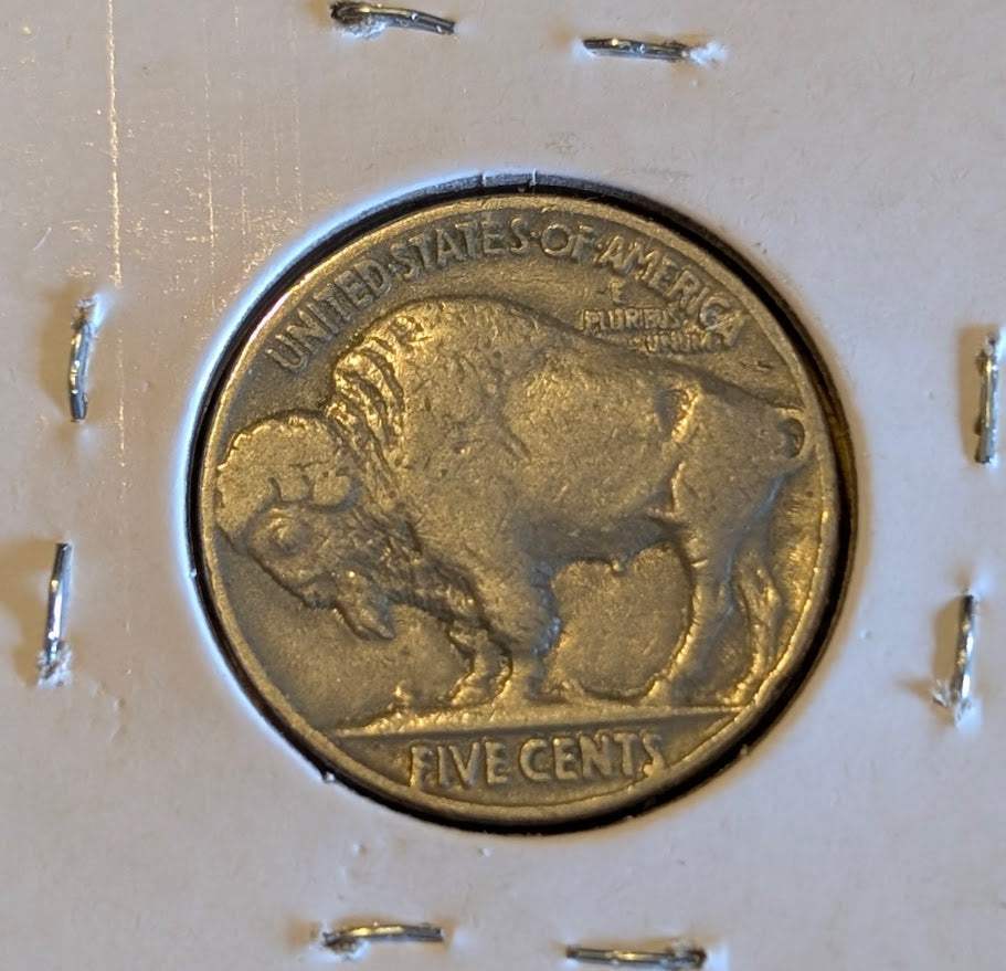 1936 Buffalo Nickel in very fine condition, historical American coin.