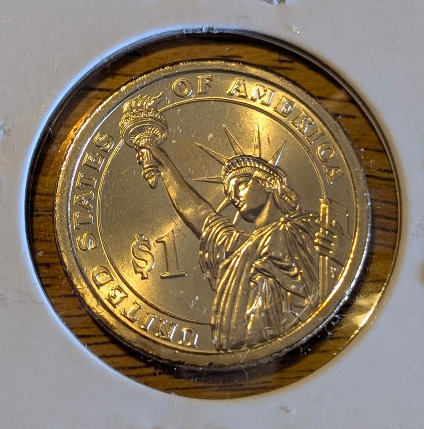 2008 John Quincy Adams Presidential Uncirculated Dollar Coin in mint condition.