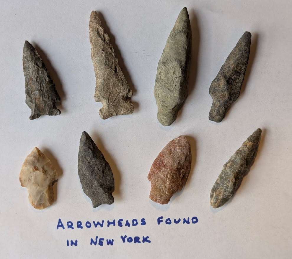 7 Native American Arrowheads – New York Finds – Mixed Styles & Materials