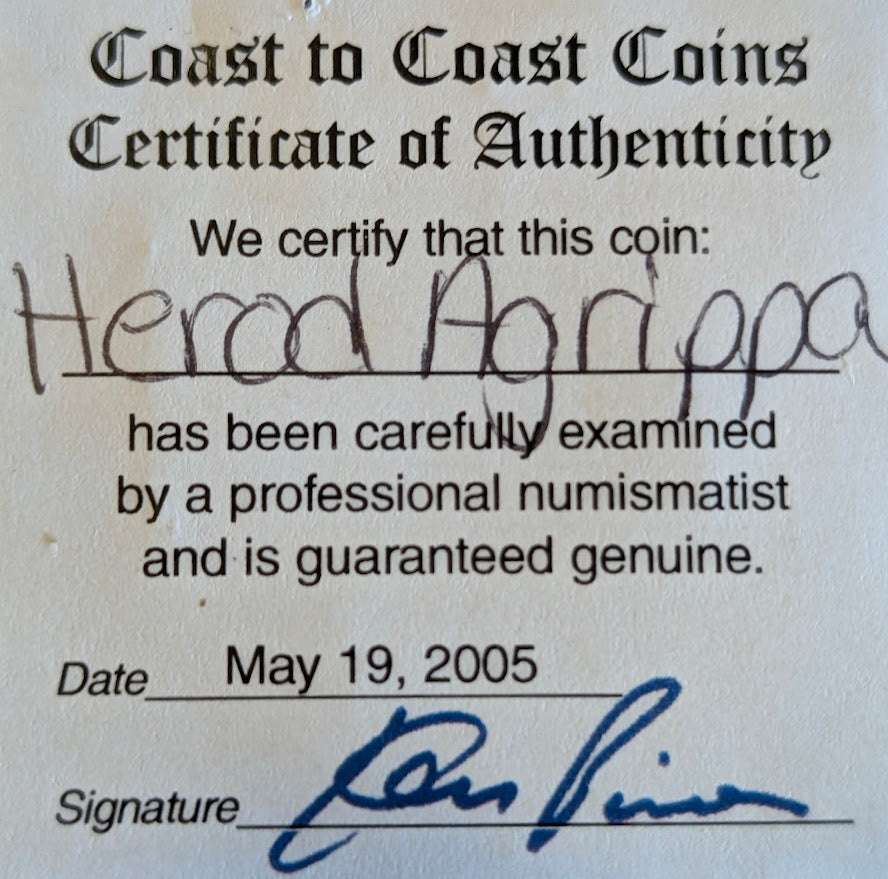 Herod Agrippa I Bronze Prutah (37–44 AD) – Biblical Era Roman Judaea Coin – Certified Authentic