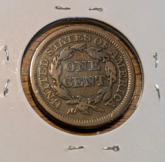 1845 Braided Hair Large Cent Penny - Fine - Original Better Early U.S. Copper Coin