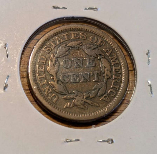 1845 Braided Hair Large Cent Penny - Fine - Original Better Early U.S. Copper Coin