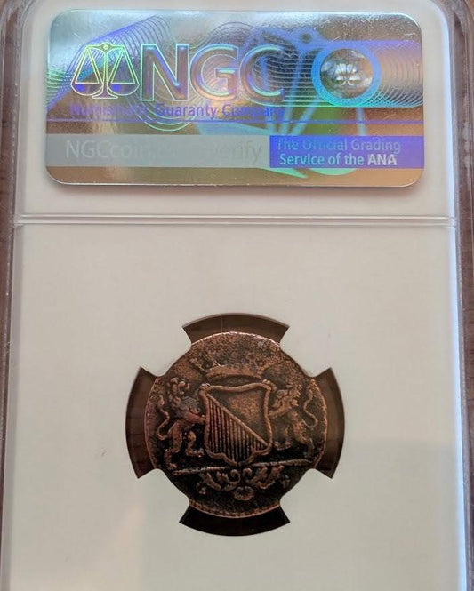 1746 VOC Duit – Obverse showing VOC monogram and date 1746, NGC Genuine holder