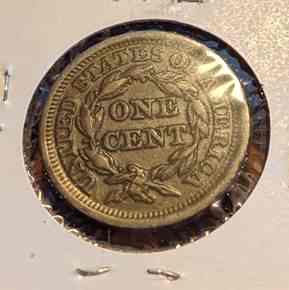 1852 Braided Hair Large Cent coin in extremely fine condition.