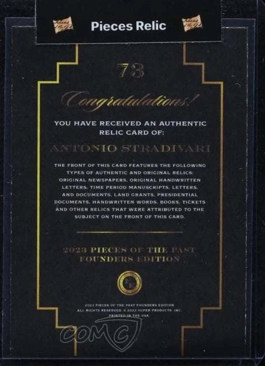 Antonio Stradivari Card – Pieces of the Past – Handwritten Fragment – Rare Violin Master Collectible