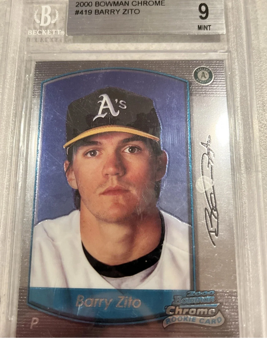 2000 Bowman Chrome Barry Zito Rookie Card #419 graded BGS 9 Mint in protective case