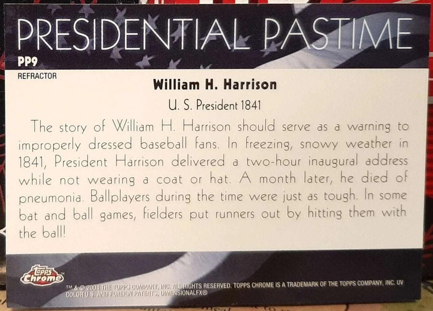 2004 Topps Chrome William H. Harrison Refractor #PP9 – 9th President