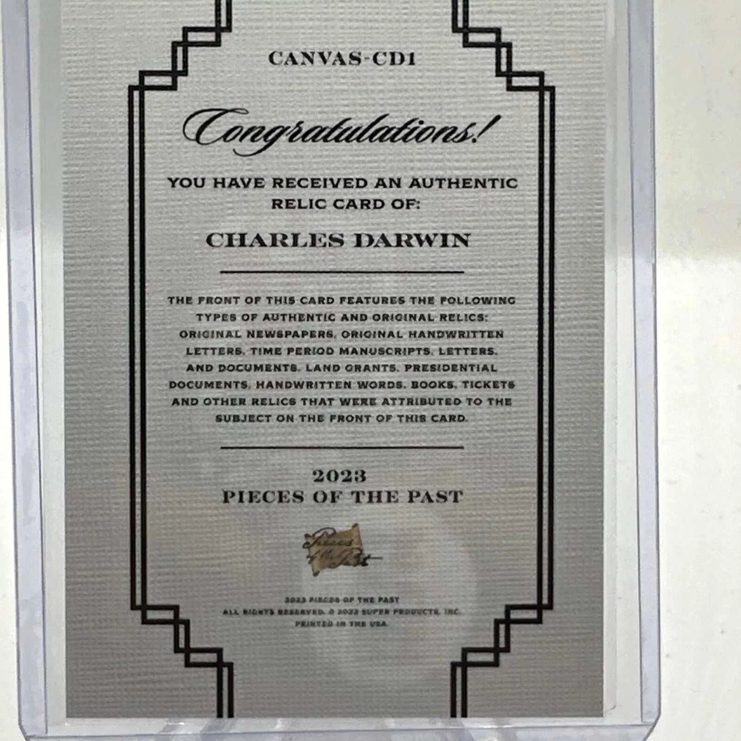 Charles Darwin “Will Send” Handwritten Fragment – Pieces Relic Authentic Card – Rare Historical Relic