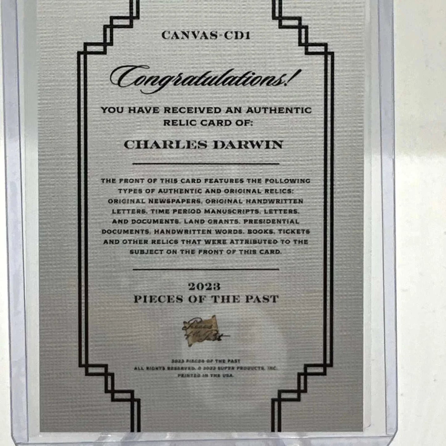 Charles Darwin “Will Send” Handwritten Fragment – Pieces Relic Authentic Card – Rare Historical Relic
