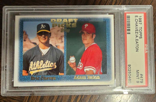 1997 Topps Draft Picks #479 Eric Chavez/Adam Eaton Rookie Card - PSA 9 Graded