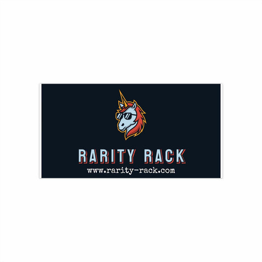 Premium vinyl bumper sticker featuring a unicorn logo, laminated for durability against water and sunlight.