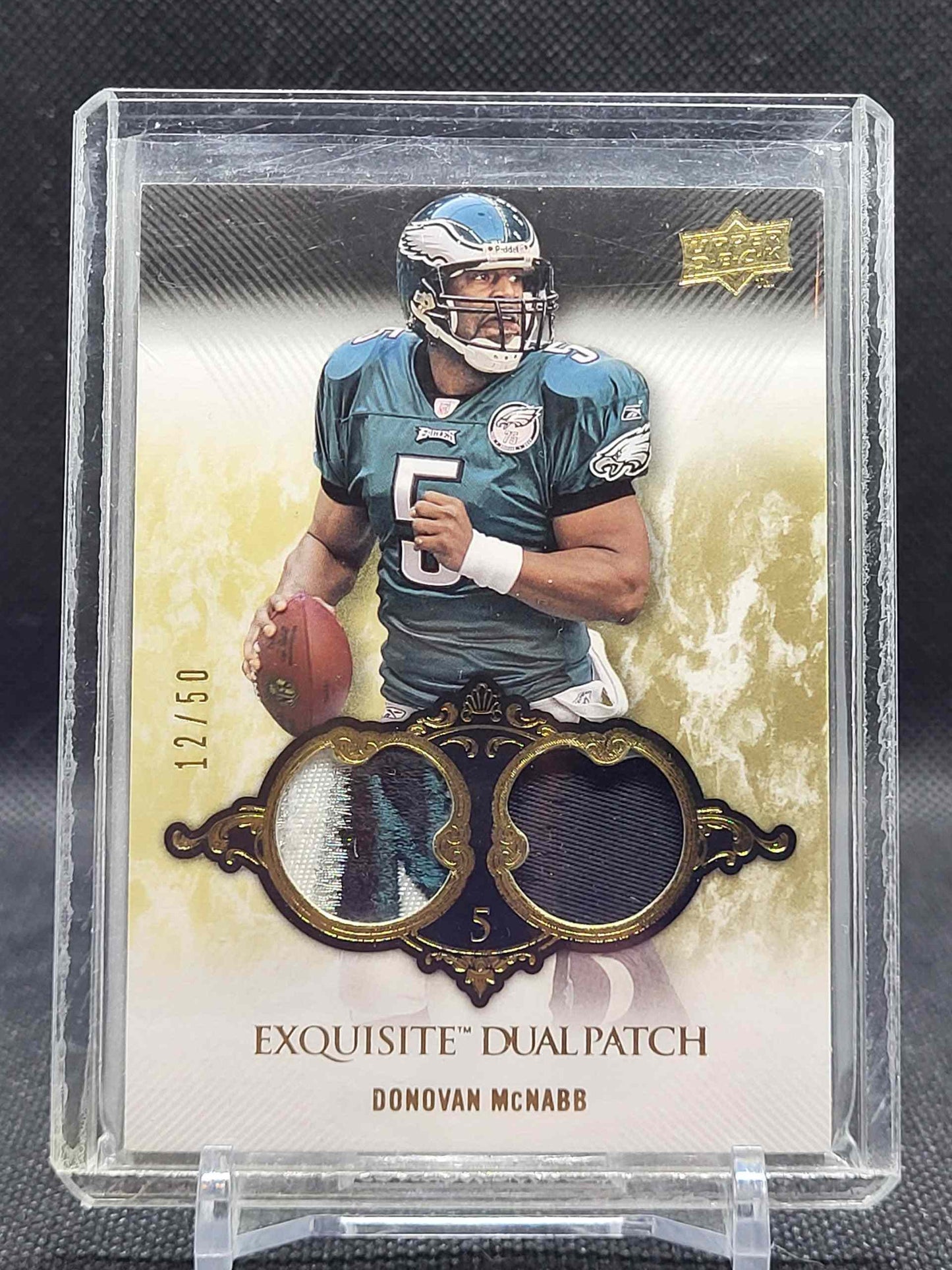 2008 Upper Deck Exquisite Collection #EP-27 Donovan McNabb Patch Duals #/50 football card.