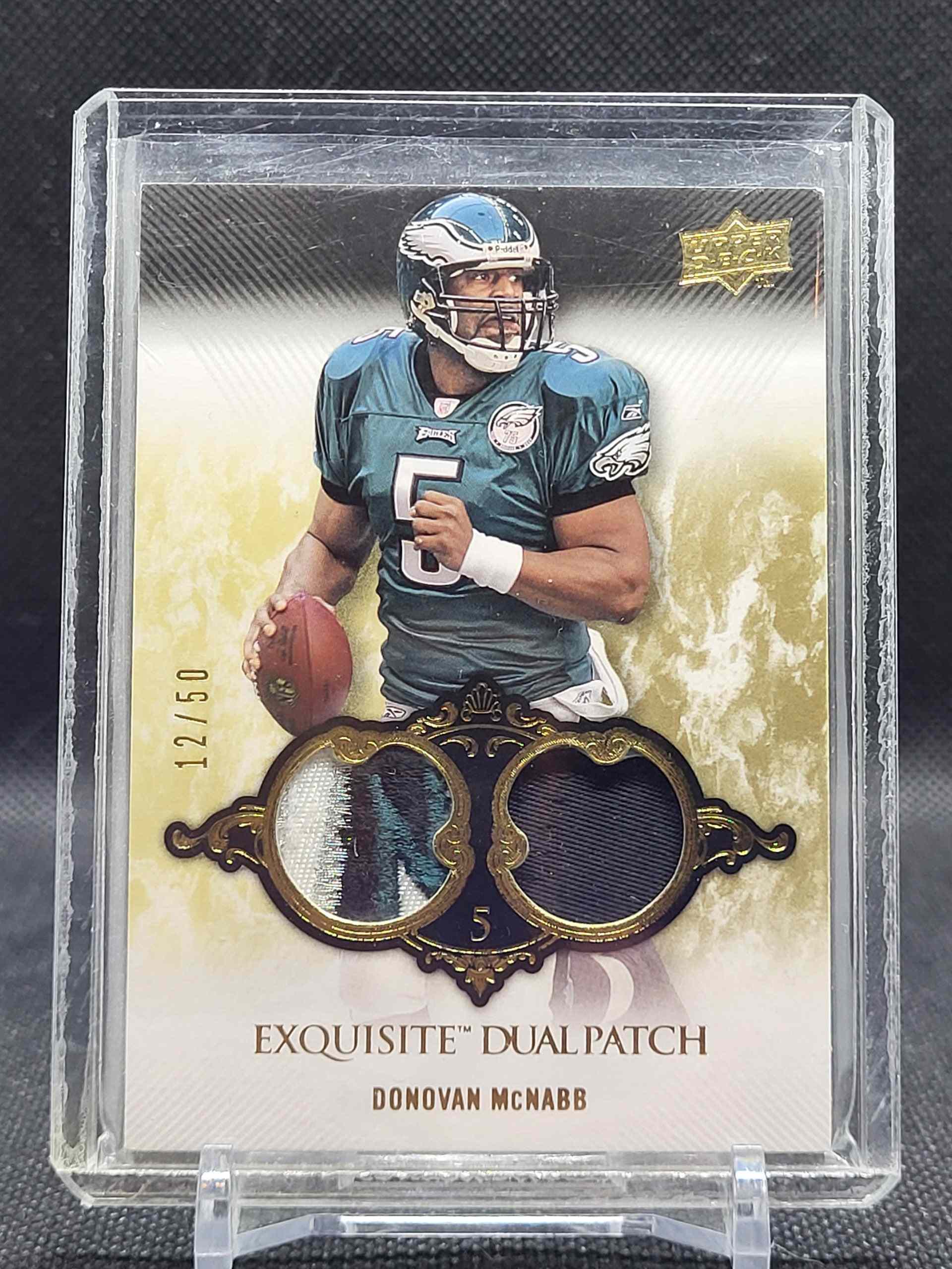 2008 Upper Deck Exquisite Collection #EP-27 Donovan McNabb Patch Duals #/50 football card.
