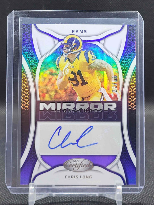 2022 Panini Certified Chris Long Signatures Purple trading card.