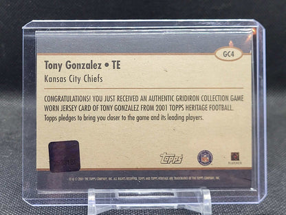 2001 Topps Heritage GC4 Tony Gonzalez Gridiron Collection Jersey Card in Case