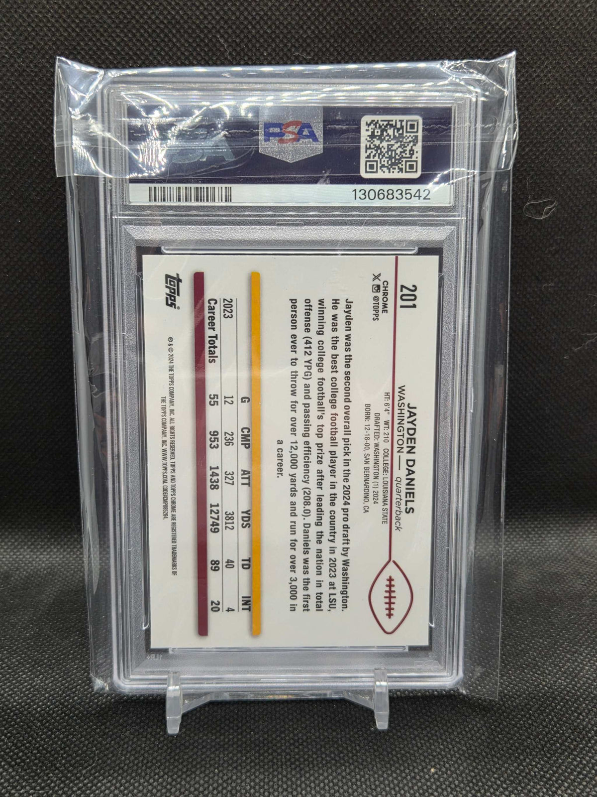 2024 Topps Chrome Jayden Daniels #201 Refractor RC Rookie PSA 8 NM-MT Commanders