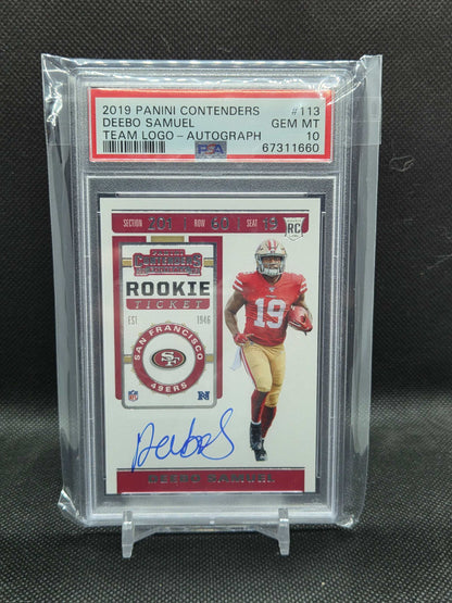 2019 Panini Contenders Deebo Samuel Rookie Ticket Team Logo Auto #113 PSA 10 GEM